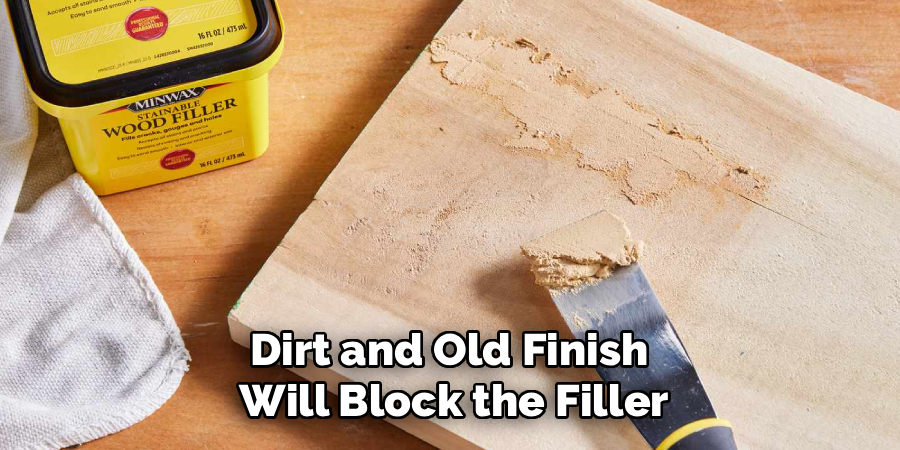Dirt and Old Finish 
Will Block the Filler